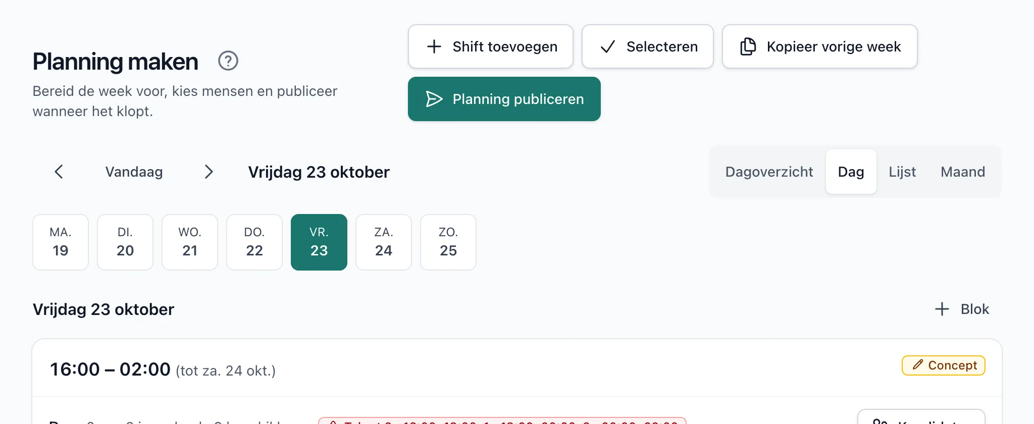 Een tijdsblok met het label Concept